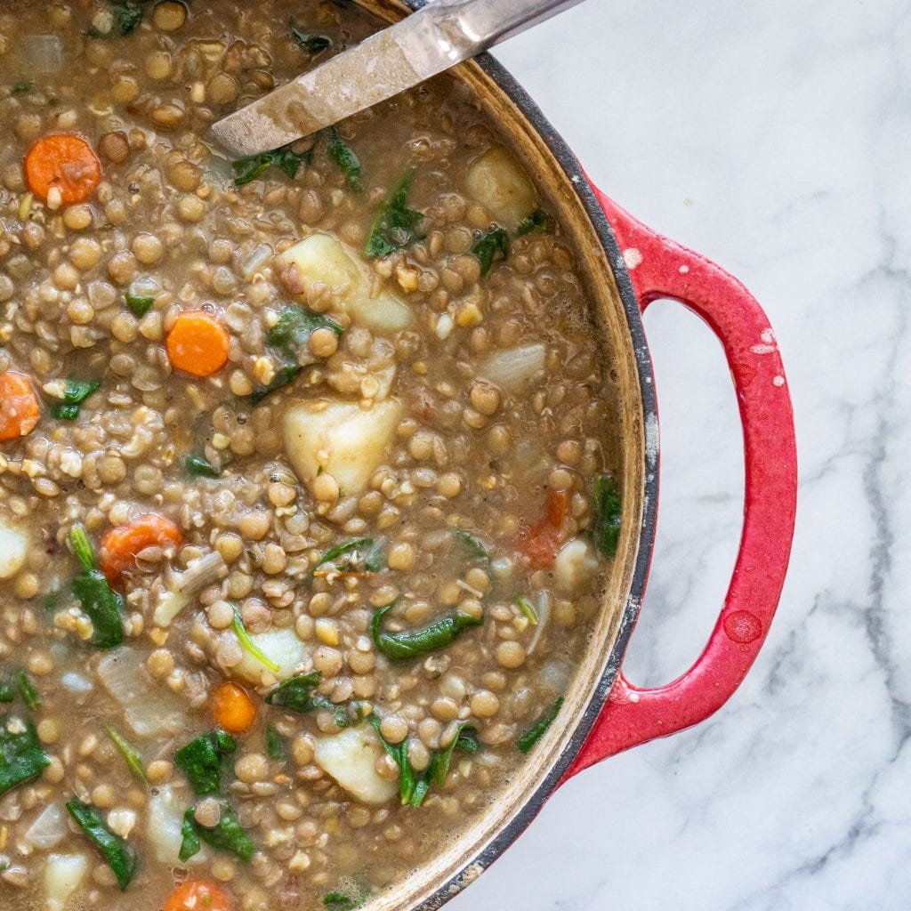 Lentil and Spinach Soup - A Red Spatula