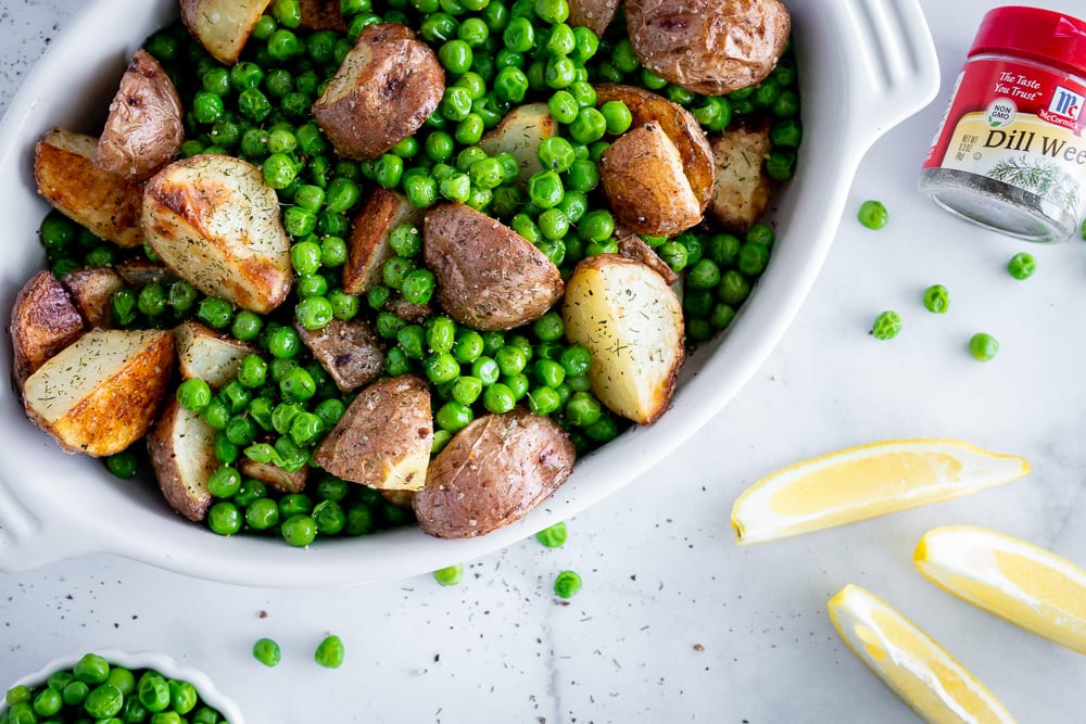 Simple Potato and Green Pea Side Dish A Red Spatula