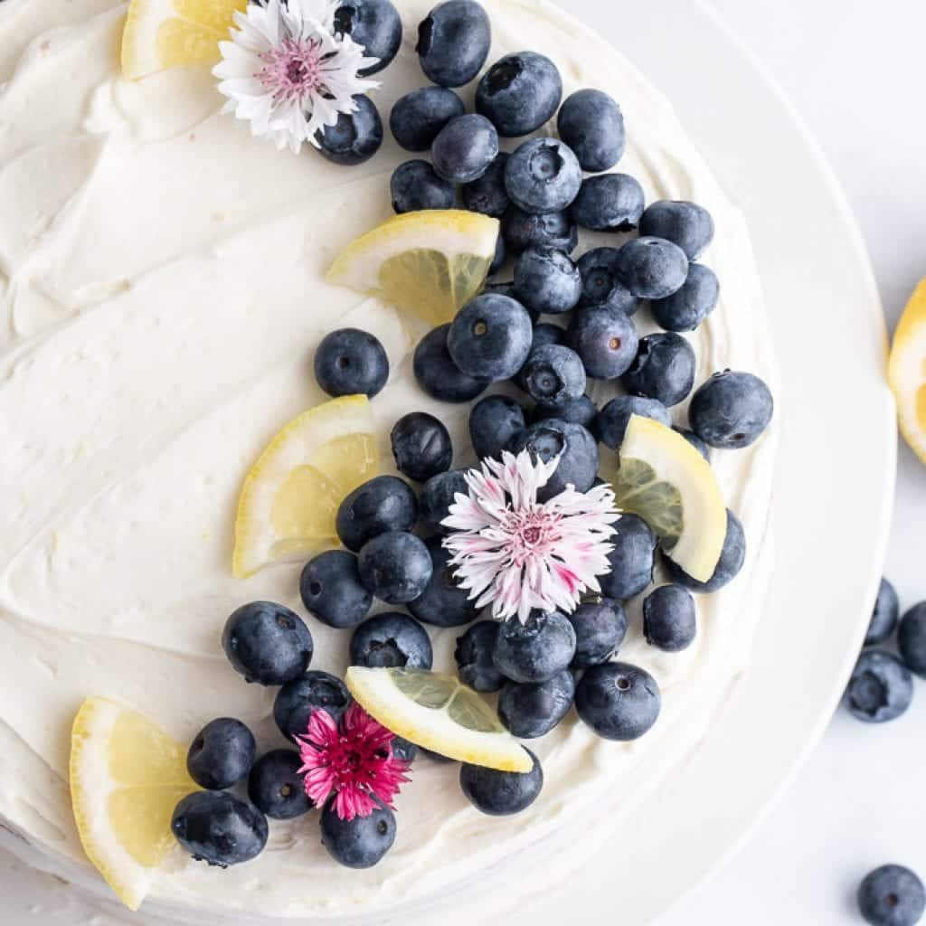 Best Lemon Cornmeal Cake with Blueberries | A Red Spatula