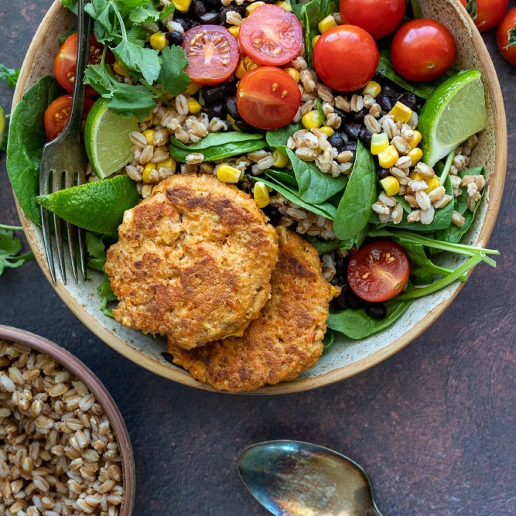 Balanced Salmon and Grain Bowl A Red Spatula