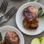 Homemade Turkey Breakfast Sausage on white plates for serving.