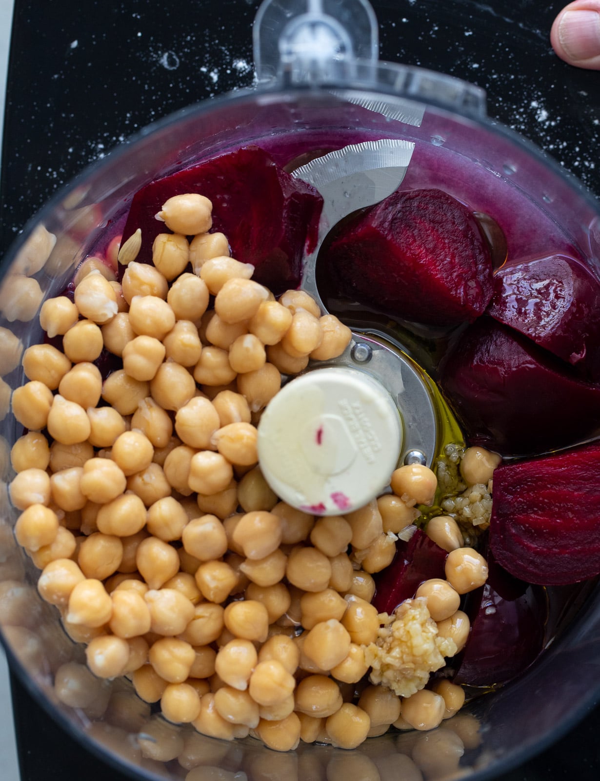 Beetroot Hummus Without Tahini A Red Spatula