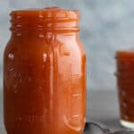 Pineapple BBQ sauce recipe in a mason jar.