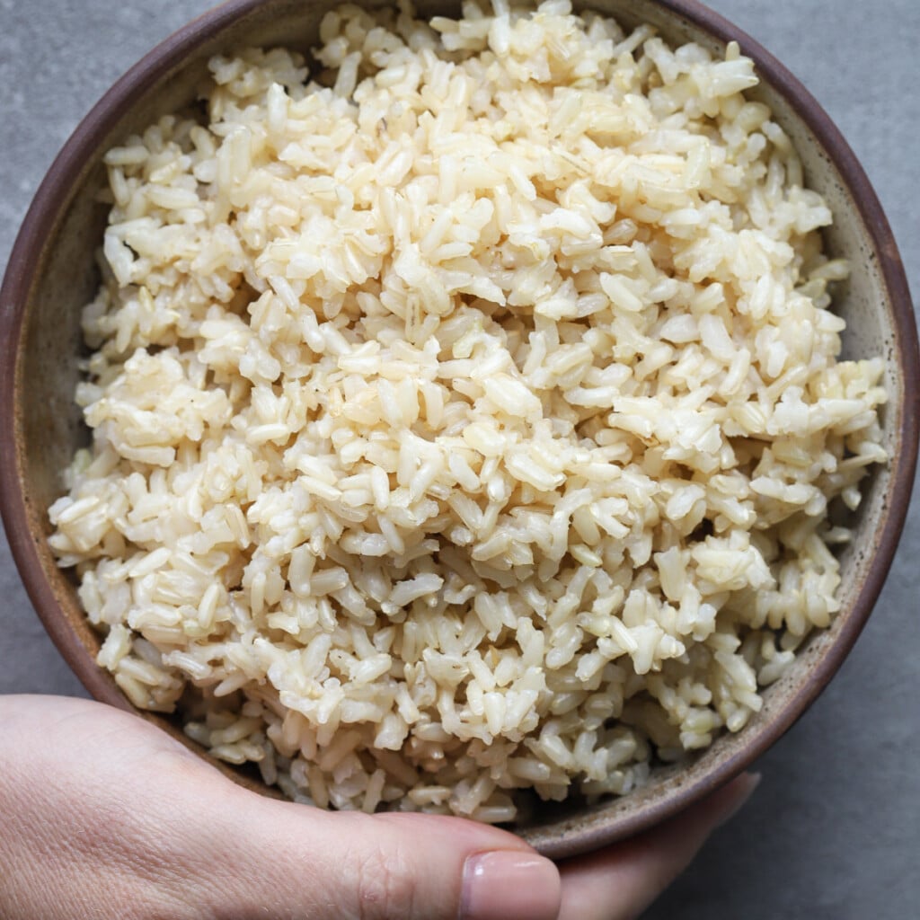 Fluffy Slow Cooker Brown Rice - A Red Spatula